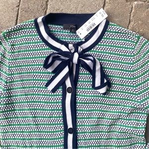 NWT green and navy J Crew cardigan